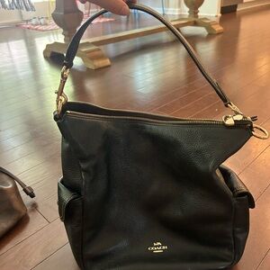 Vintage Coach Black Leather Hobo Bag